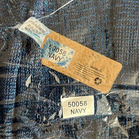 Odiva Navy Blue Glitter Fringed Scarf Sparkly Fashion Accessory - Picture 4 of 4